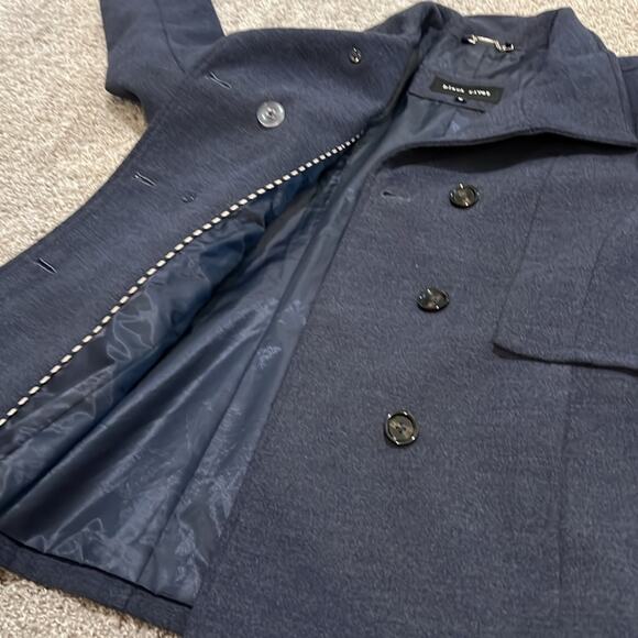 BLACK RIVET Classic Pea Coat Double Breasted Navy M Medium Lined Pockets Classy - Picture 15 of 16
